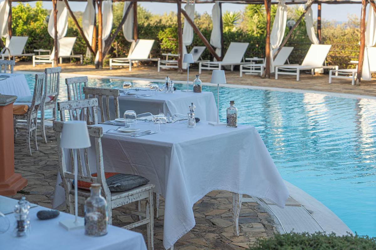 Poolside dining at Galanias Hotel